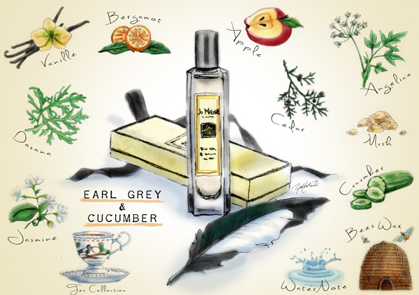 Earl Grey & Cucumber by Jo Malone | Illustration by The Perfume Magpie