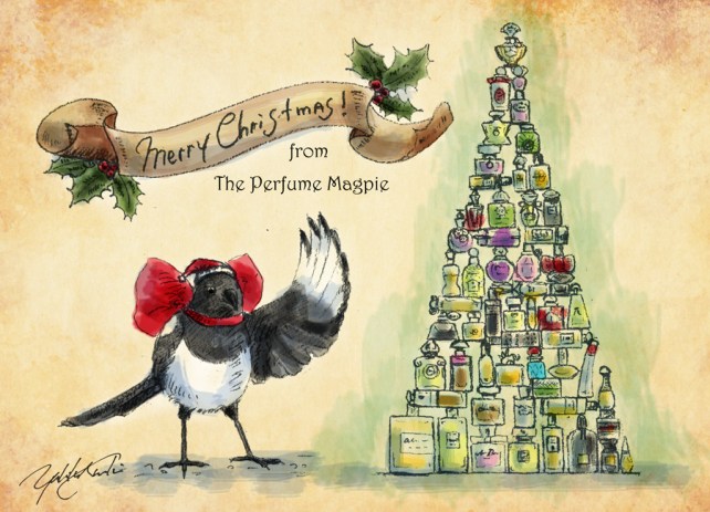 Merry Christmas from The Perfume Magpie | Illustration by The Perfume Magpie