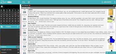 Diaro App - I'm using this app for my perfume journal | Screen shot of my perfume journal